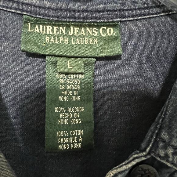 Vtg Ralph Lauren Jean Company Denim Shirt Large Button Down Long Sleeve Cotton - Picture 9 of 14